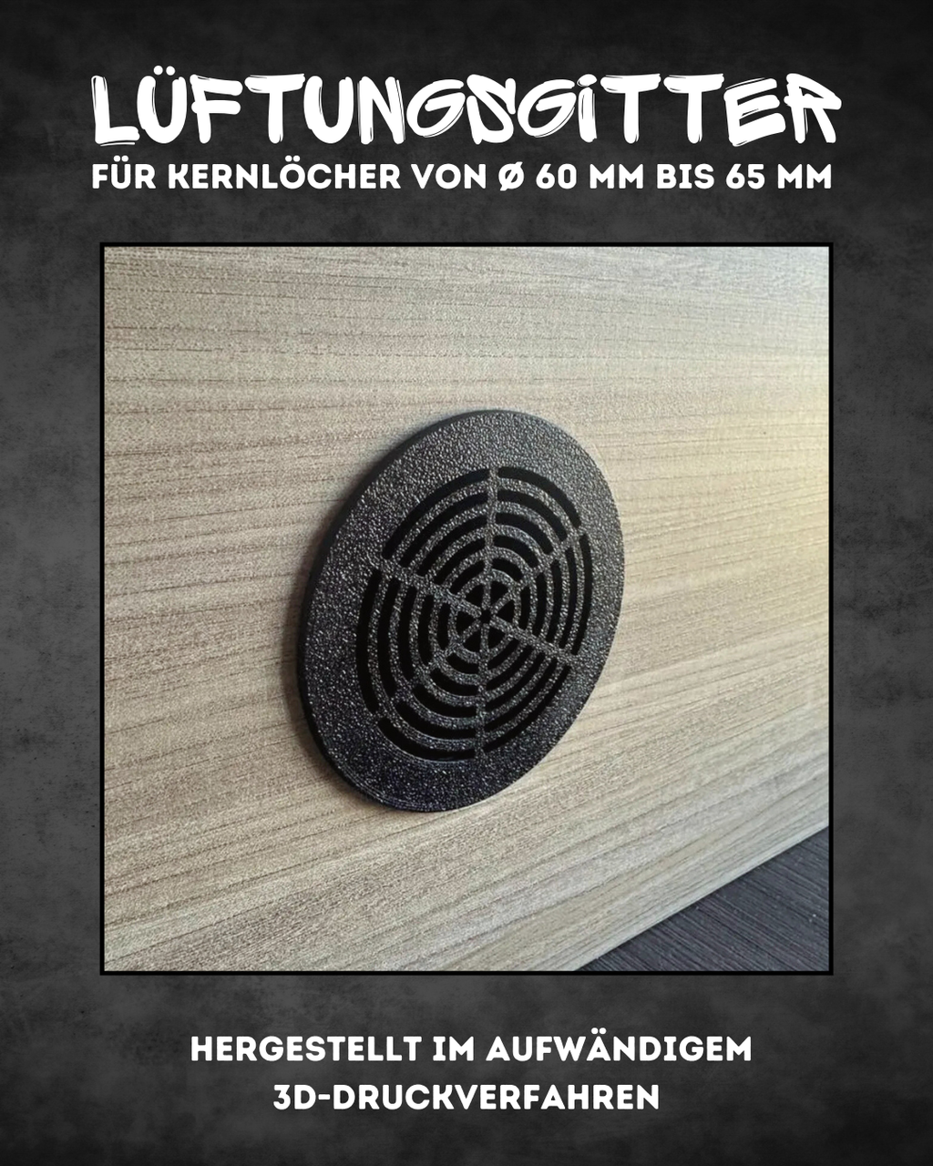 Lüftungsgitter für Wohnmobil, Van & Wohnwagen – Ø60–65 mm, werkzeuglose Montage