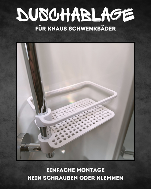 Duschablage für KNAUS Schwenkbad – werkzeuglose Montage