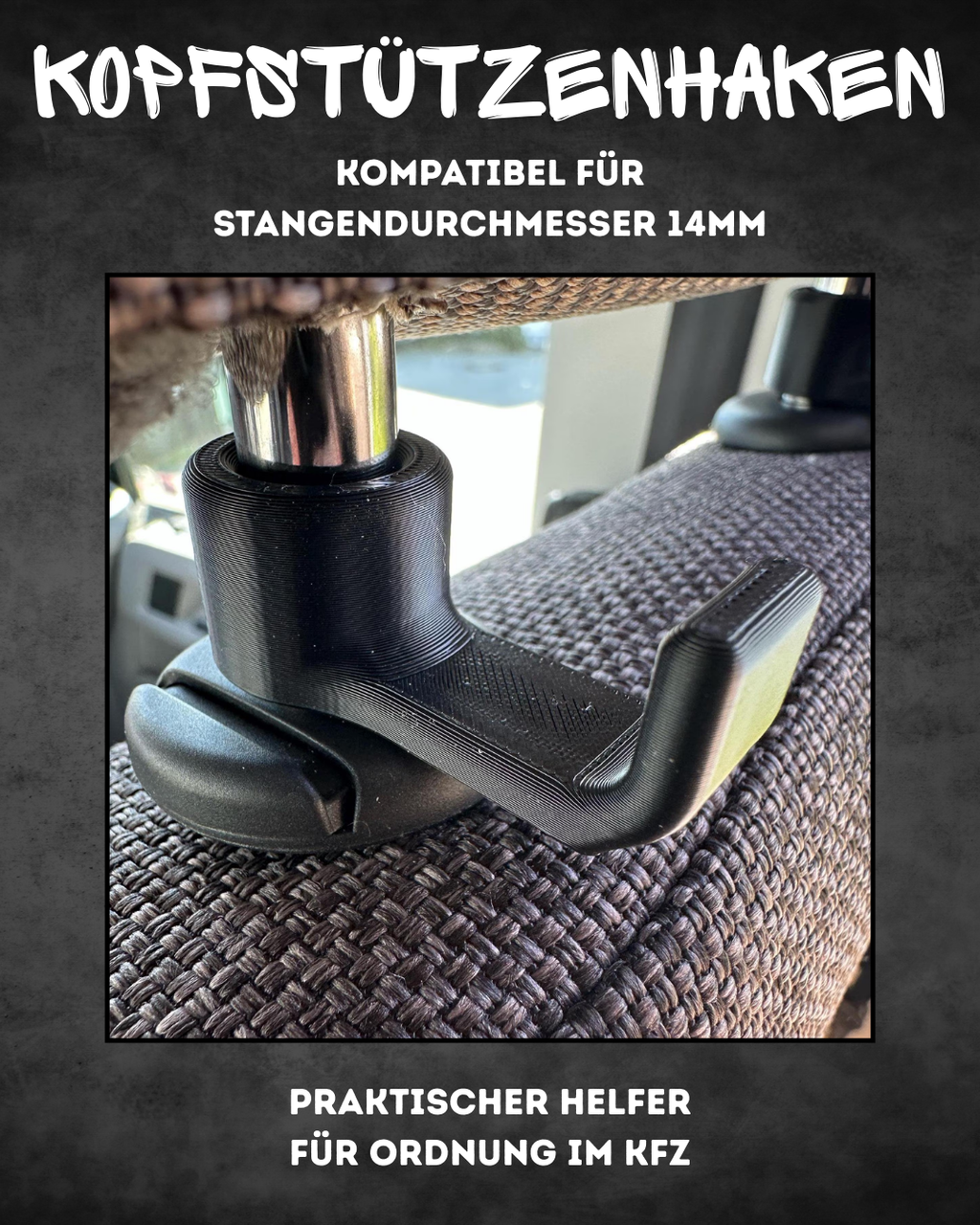 Kopfstützenhaken 14 mm – 2er Set, werkzeuglose Montage