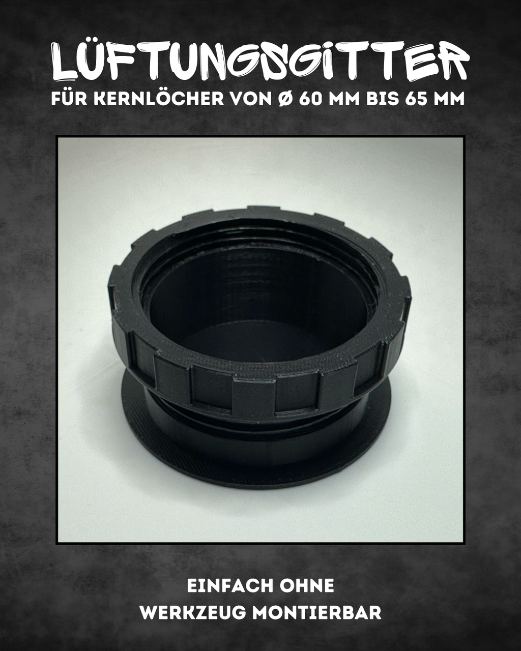 Lüftungsgitter für Wohnmobil, Van & Wohnwagen – Ø60–65 mm, werkzeuglose Montage