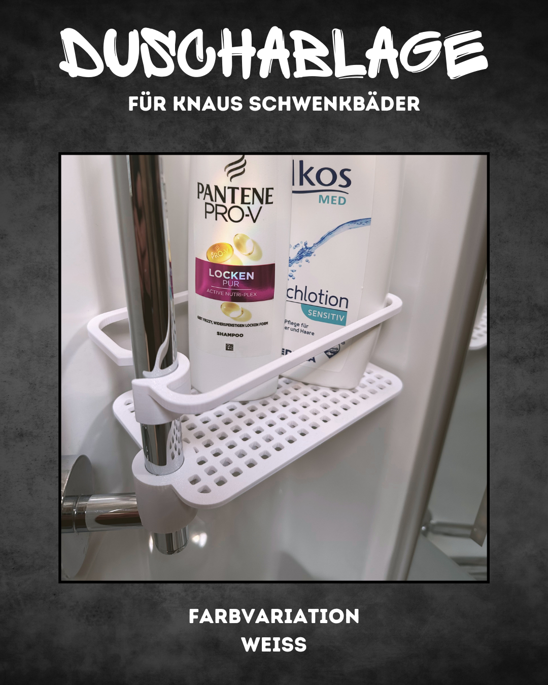 Duschablage für KNAUS Schwenkbad – werkzeuglose Montage