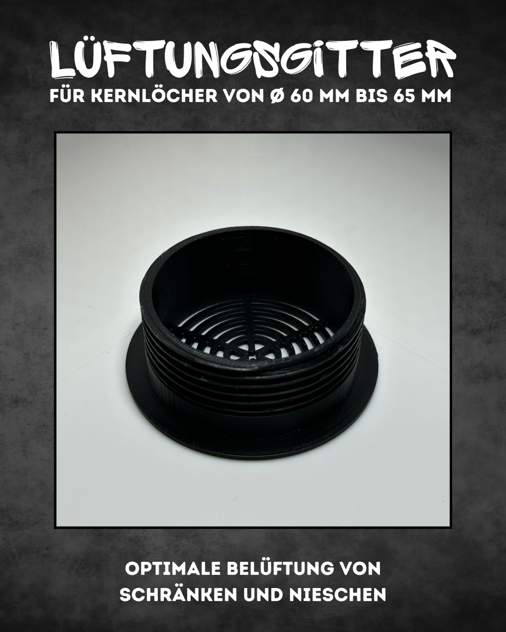 Lüftungsgitter für Wohnmobil, Van & Wohnwagen – Ø60–65 mm, werkzeuglose Montage