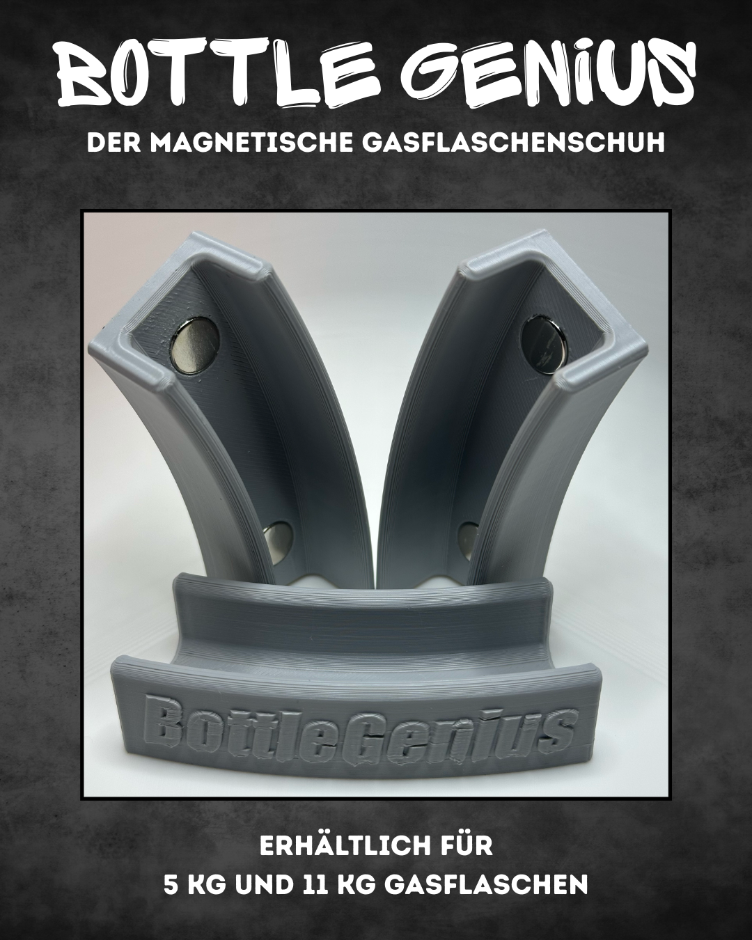BottleGenius Bodenschutz für Stahl-Gasflaschen – magnetisch, 5 kg & 11 kg