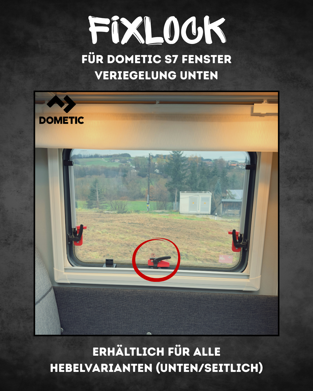 FixLock Fenstersicherung für Dometic S7 - untere Verriegelung