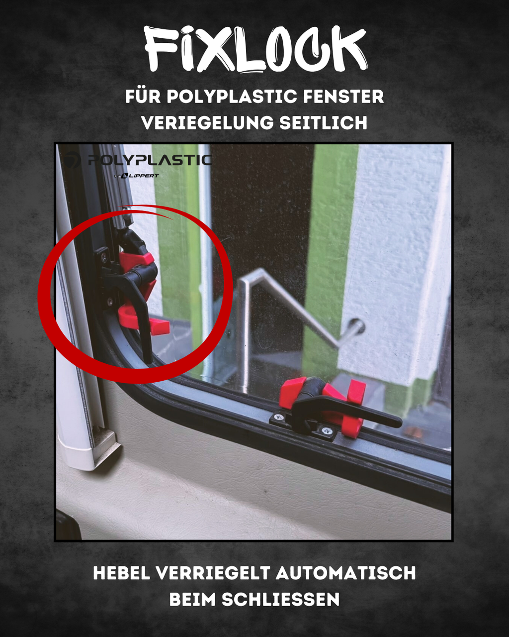 FixLock | Fenstersicherung für Polyplastic ohne Polylock - seitliche Verriegelung