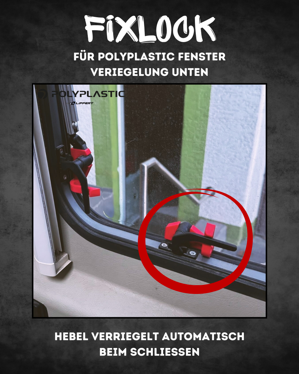 FixLock | Fenstersicherung für Polyplastic ohne Polylock - untere Verriegelung