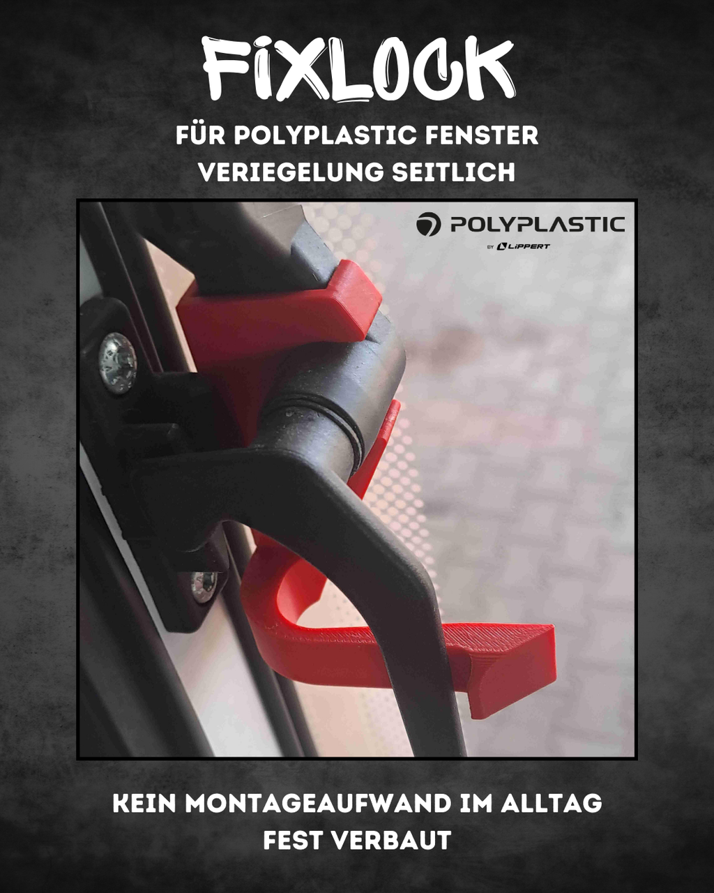 FixLock | Fenstersicherung für Polyplastic ohne Polylock - seitliche Verriegelung
