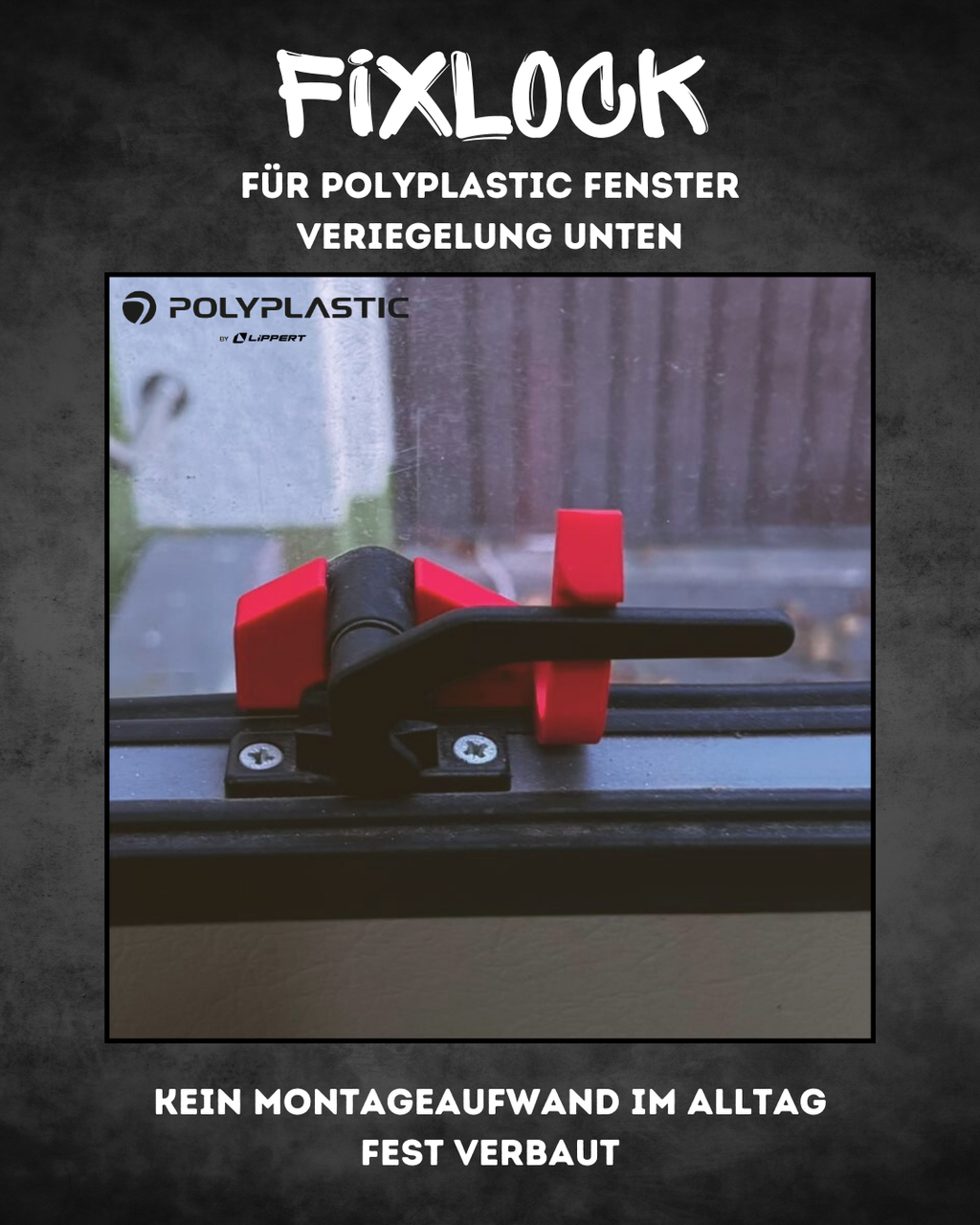 FixLock | Fenstersicherung für Polyplastic ohne Polylock - untere Verriegelung