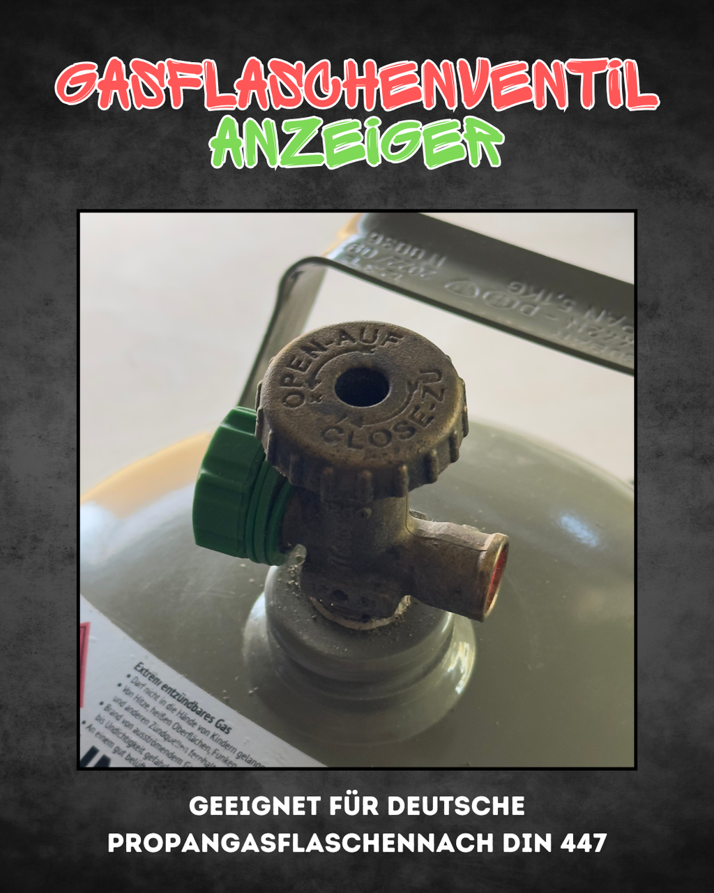 Gasflaschenventil-Anzeige für Propangasflaschen | Aufsteckbare Status-Anzeige (Rot/Grün)