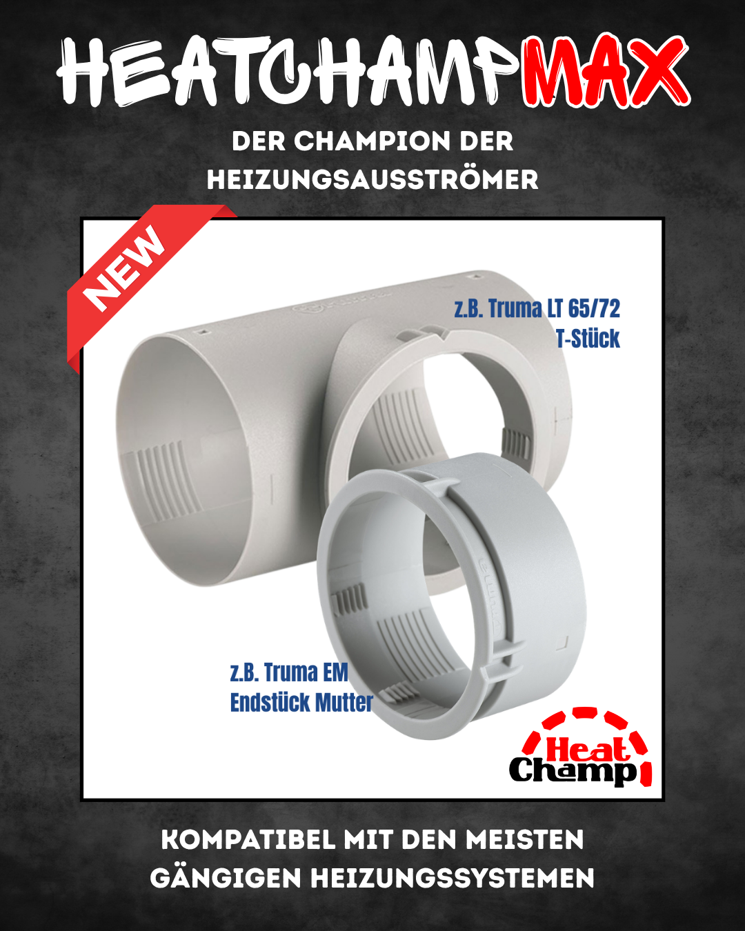 HeatChampMax - Komplettset - Heizungsdüse für Van, Wohnmobil & Wohnwagen