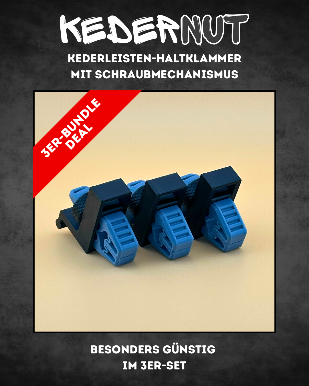 KederNut – Kederleisten-Halteklammer 3er-Set | Spar-Bundle