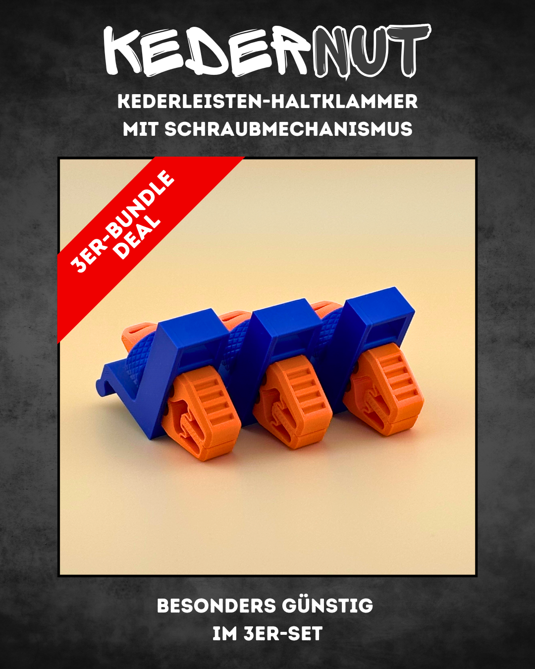 KederNut – Kederleisten-Halteklammer 3er-Set | Spar-Bundle