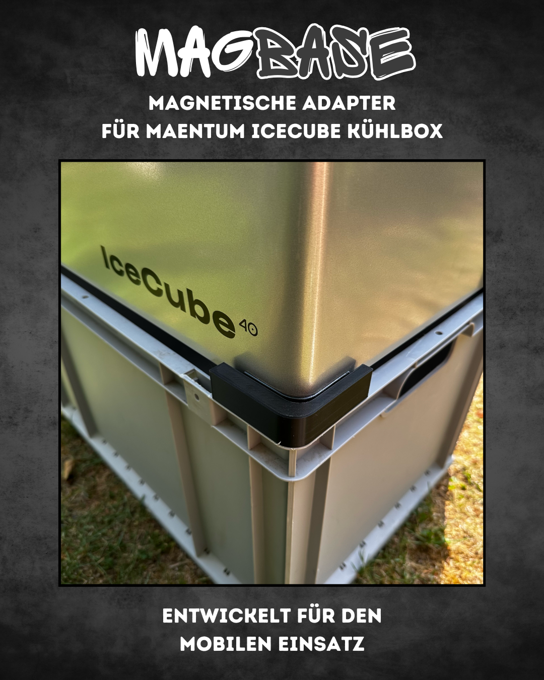 MagBase für MAENTUM IceCube Kühlbox – Magnetische Adapter für sicheren Stand auf Euroboxen