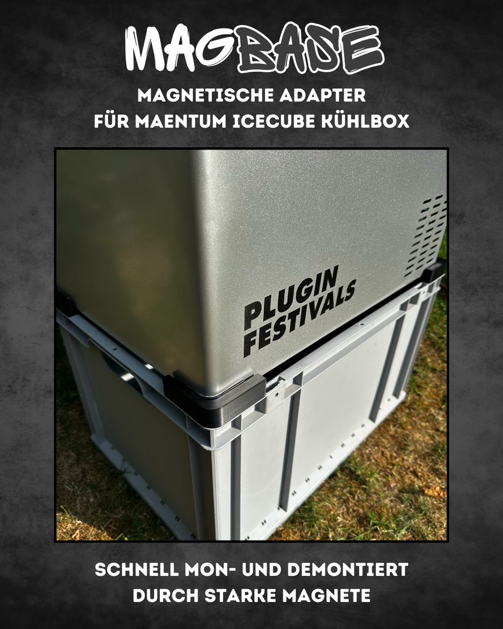 MagBase für MAENTUM IceCube Kühlbox – Magnetische Adapter für sicheren Stand auf Euroboxen