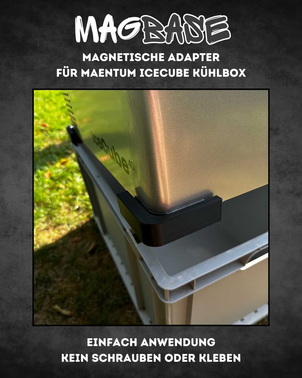 MagBase für MAENTUM IceCube Kühlbox – Magnetische Adapter für sicheren Stand auf Euroboxen