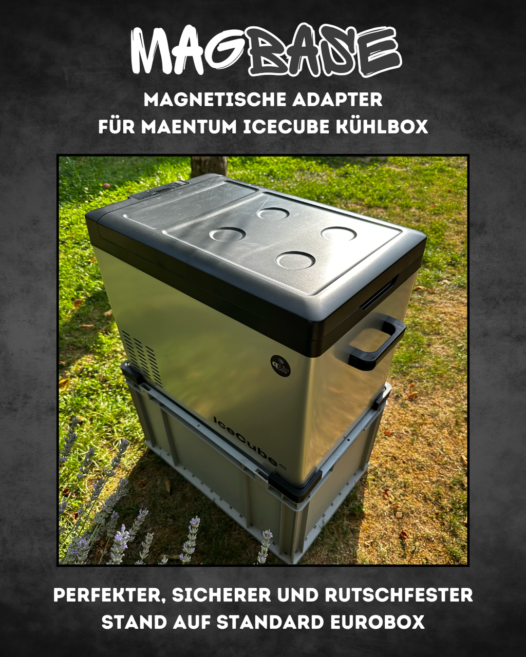 MagBase für MAENTUM IceCube Kühlbox – Magnetische Adapter für sicheren Stand auf Euroboxen