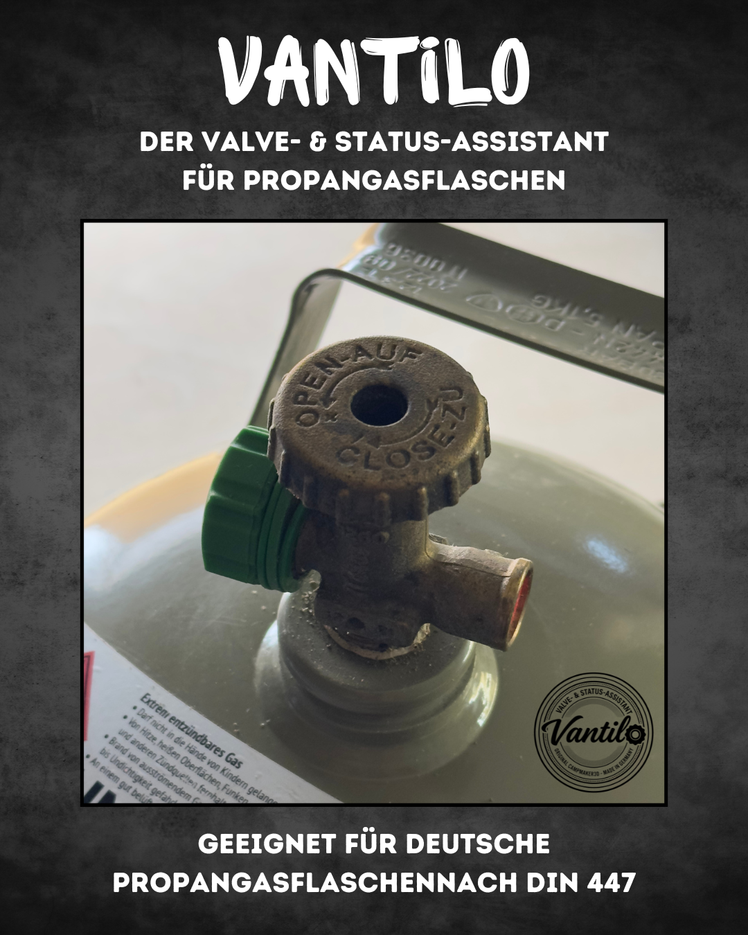 Vantilo Gasflaschenventil-Anzeige für Propangasflaschen | Aufsteckbare Status-Anzeige
