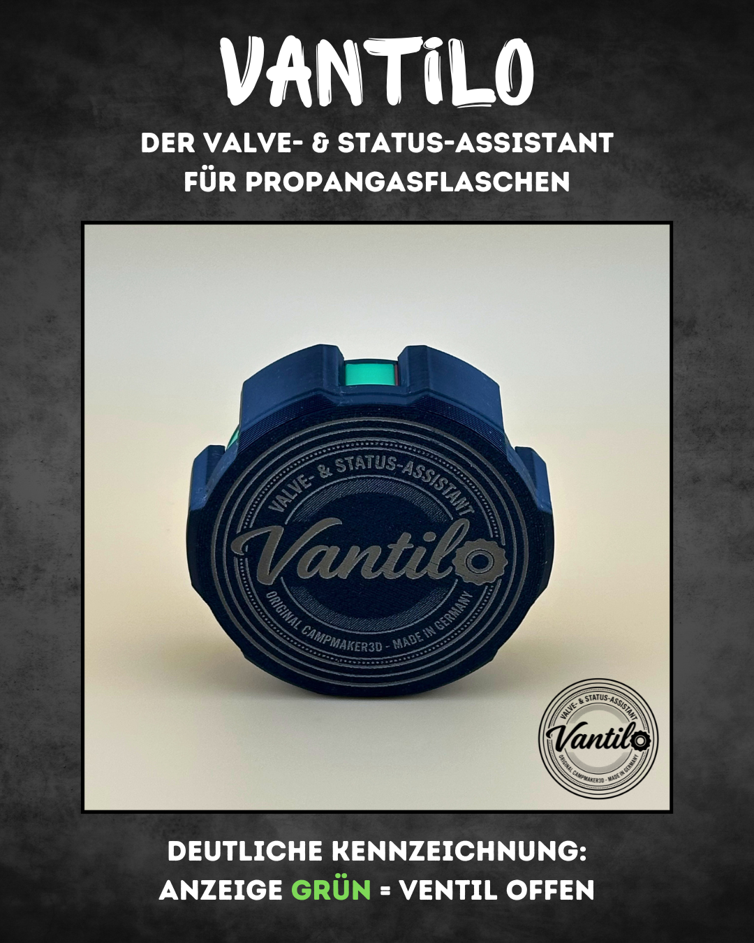 Vantilo Gasflaschenventil-Anzeige für Propangasflaschen | Aufsteckbare Status-Anzeige