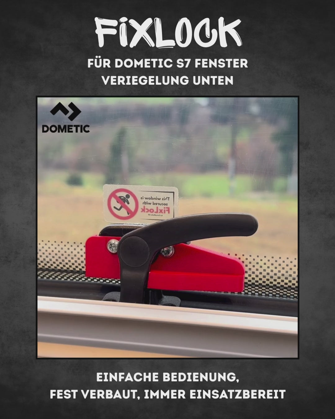 FixLock Fenstersicherung für Dometic S7 - untere Verriegelung